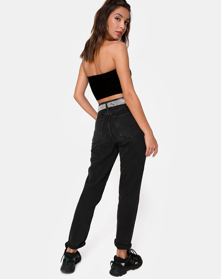Tube top in Black with Angel Diamante Hot Fix - Image 5