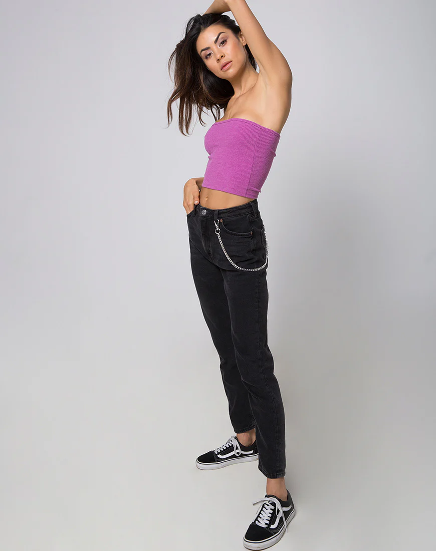 Tube Top in Baby Rib Violet - Image 3