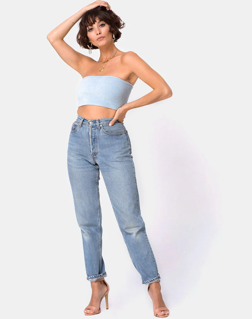 Tube Top in Fluffy Knit Baby Blue - Image 3