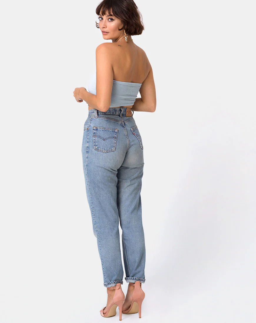 Tube Top in Fluffy Knit Baby Blue - Image 4