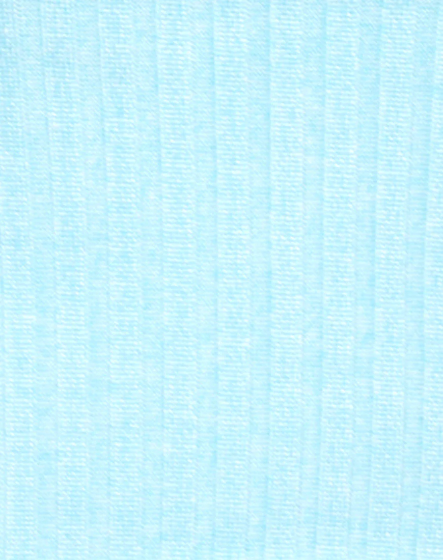 Tube Top in Ribbed Powder Blue - Image 5
