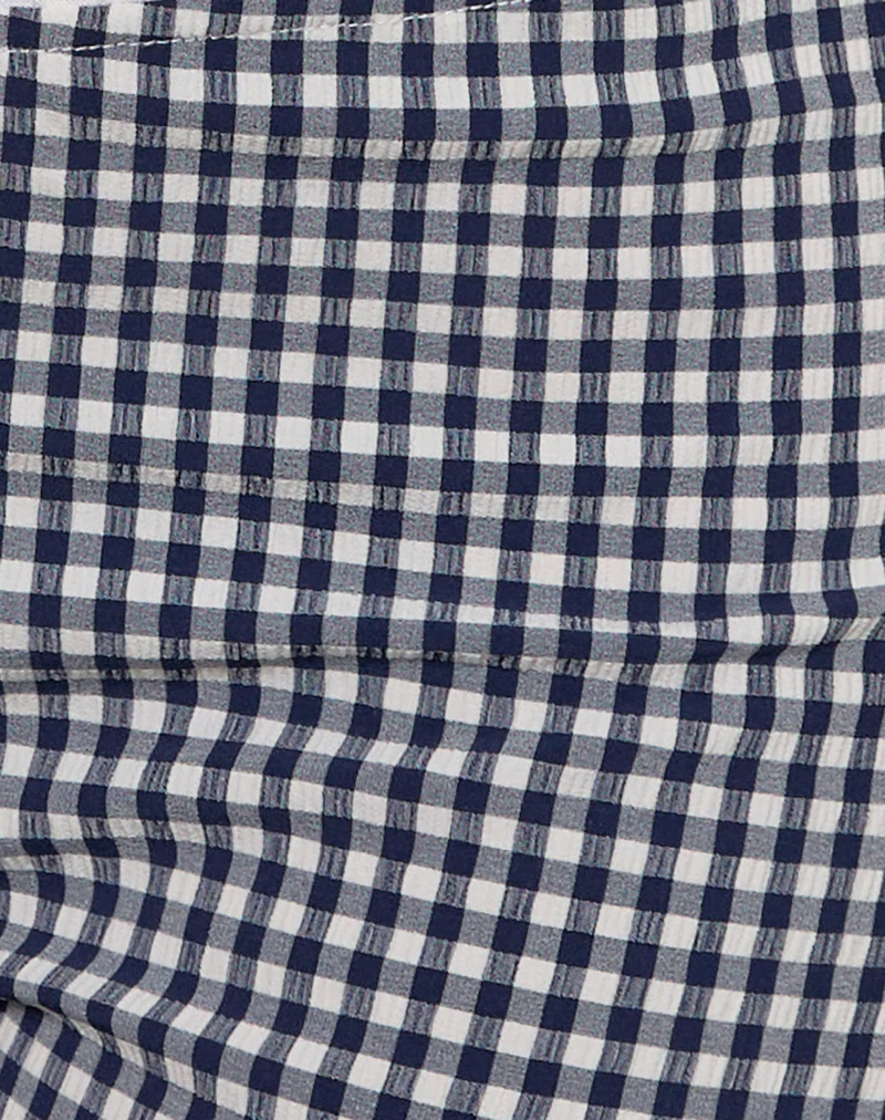 Tuka Capri Trousers in Seersucker Gingham Navy - Image 6