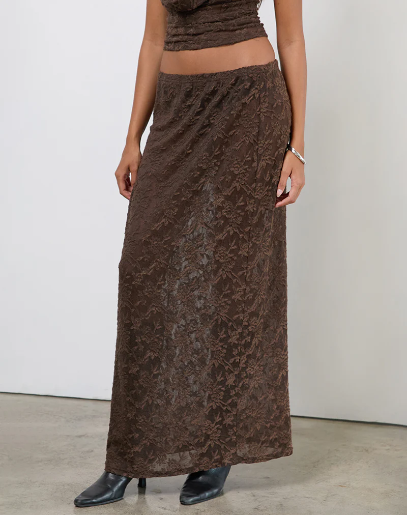 Tulus Skirt in Jacquard Knit Dark Brown - Image 2