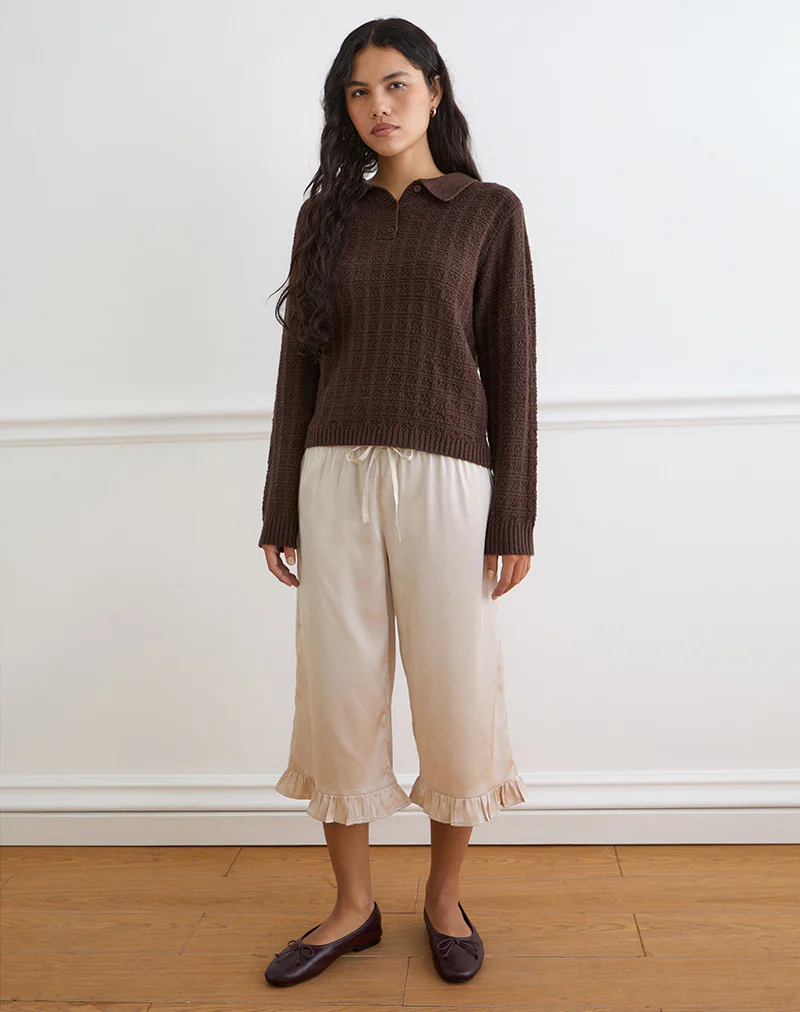 Tunelia Capri Trouser in Satin Champagne - Image 3
