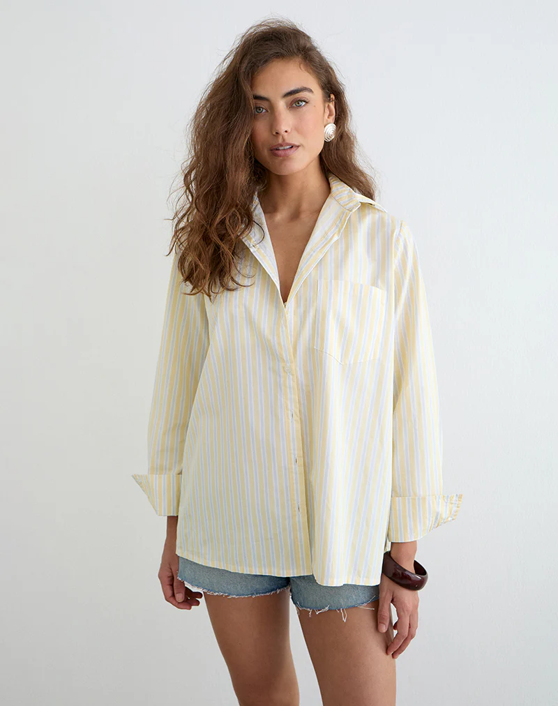 Turner Shirt in Candy Stripe Yellow - Image 4