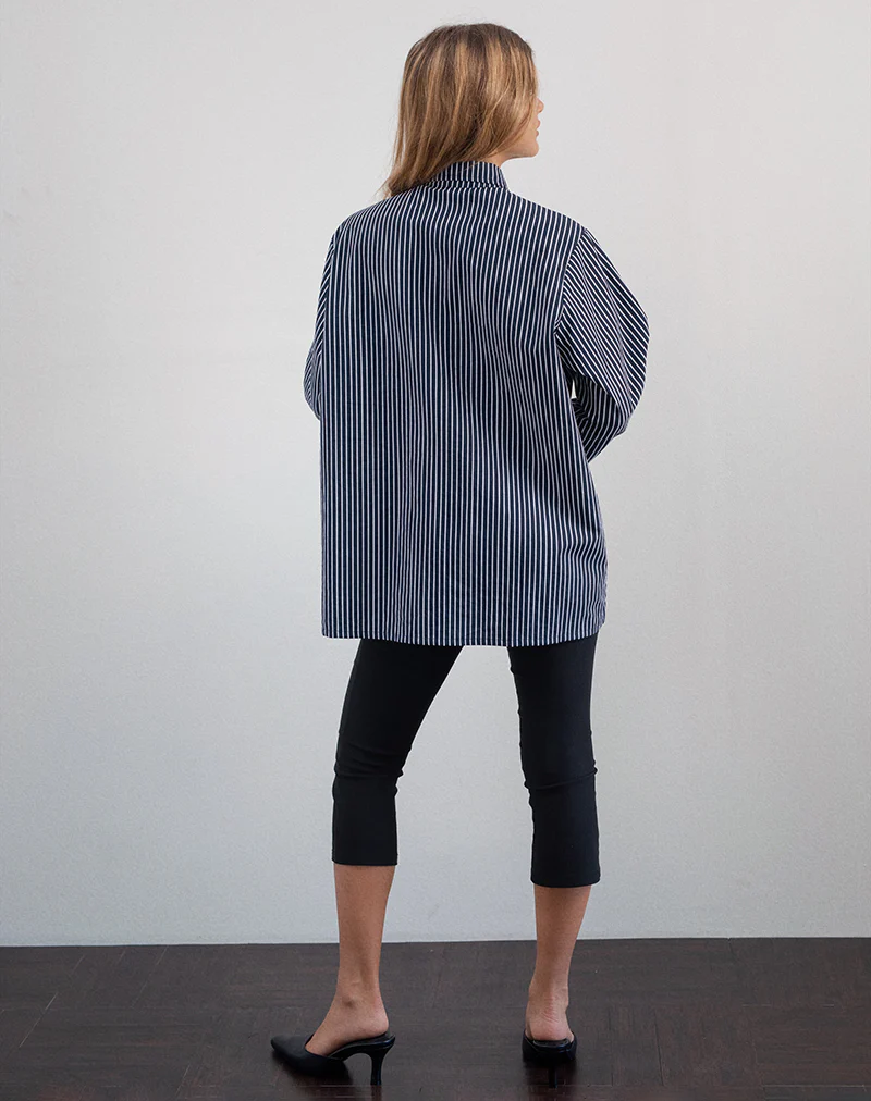Turner Shirt in Mono Stripe Navy - Image 3
