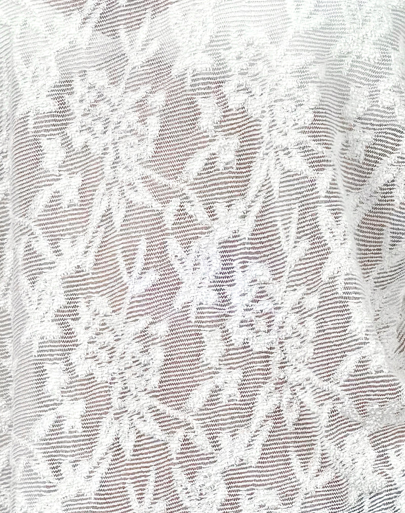 Turvi Boat Neck Top in Jacquard Knit Ivory - Image 6