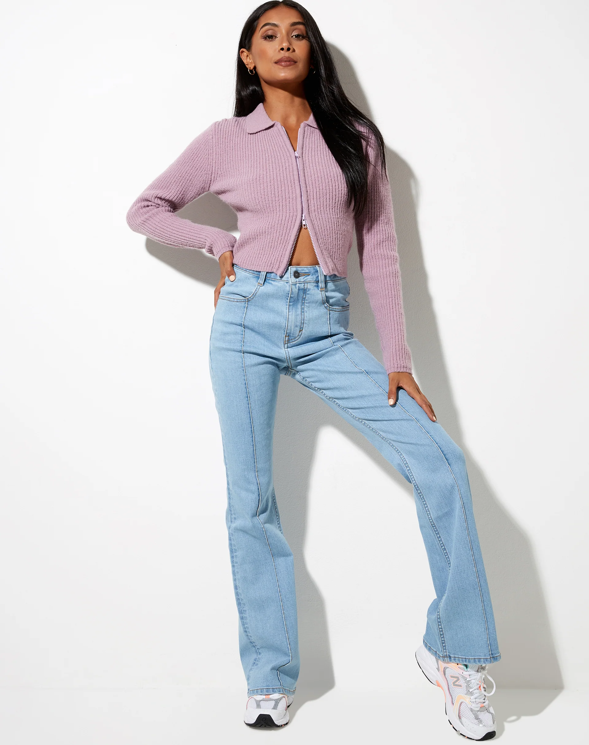 Tuzip Cardi in Knit Dusty Lilac - Image 3