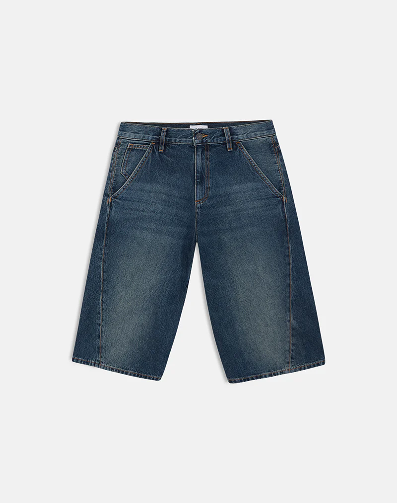 Twisted Cinch Denim Short in Dirty Green - Image 3
