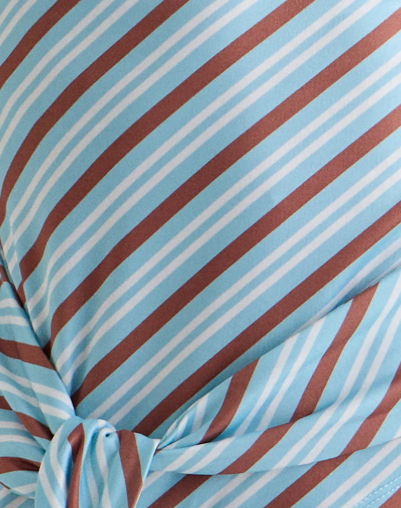 Uberta Asymmetric Tie Top in Diagonal Stripe Light Blue - Image 6
