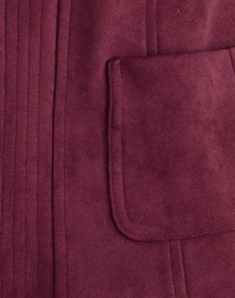 Ukiyo Jacket in Faux Suede Burgundy - Image 7