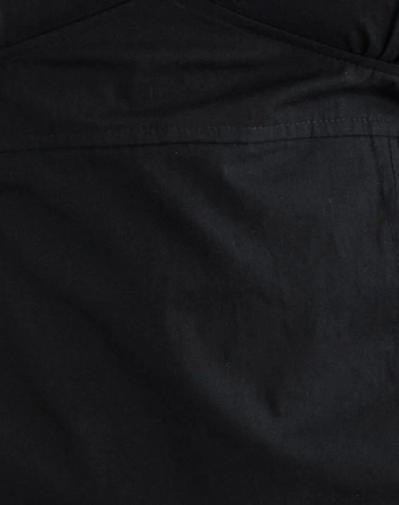 Uliva Cap Sleeve Corset Top in Poplin Black - Image 5