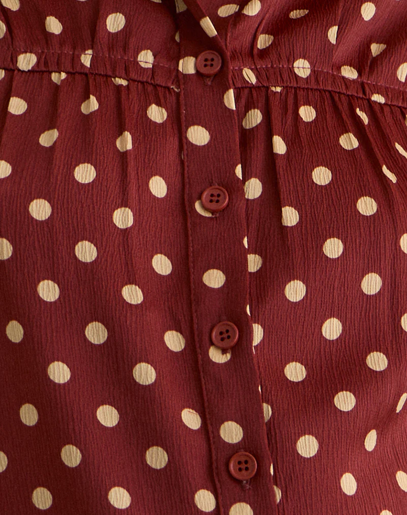 Ulsan Fitted Shirt in Burnt Red with Polka Print - Image 6