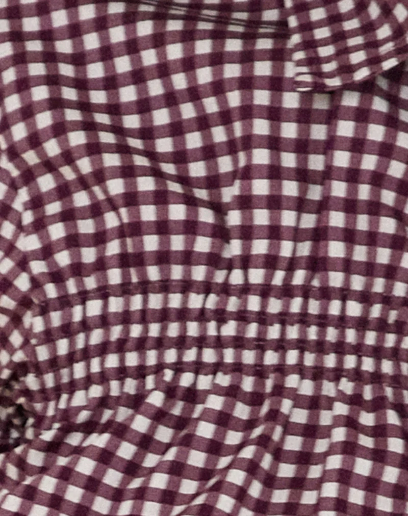 Ulsan Fitted Shirt in Mini Gingham Wine - Image 6