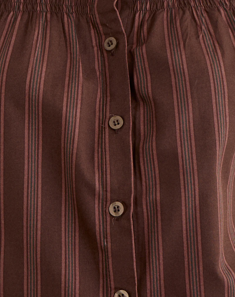 Ulsan Shirt in Poplin Stripe Brown - Image 5