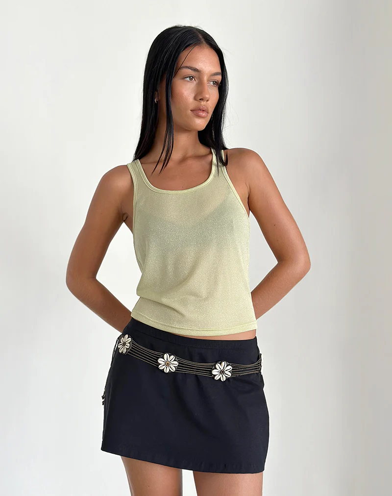 Umika Vest Top in Yellow Shimmer - Image 5