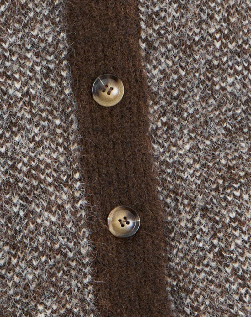 Ura Oversized Knitted Cardigan in Brown and Cream - Image 6
