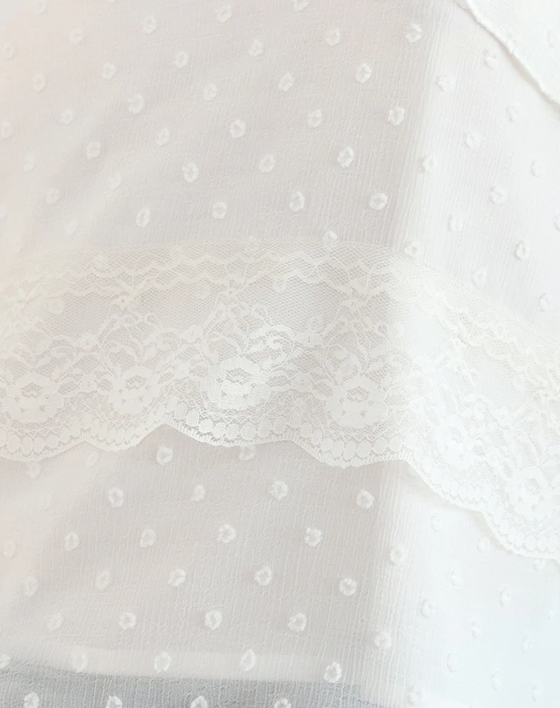 Uran Halterneck Top in Dobby Chiffon Lace White - Image 6