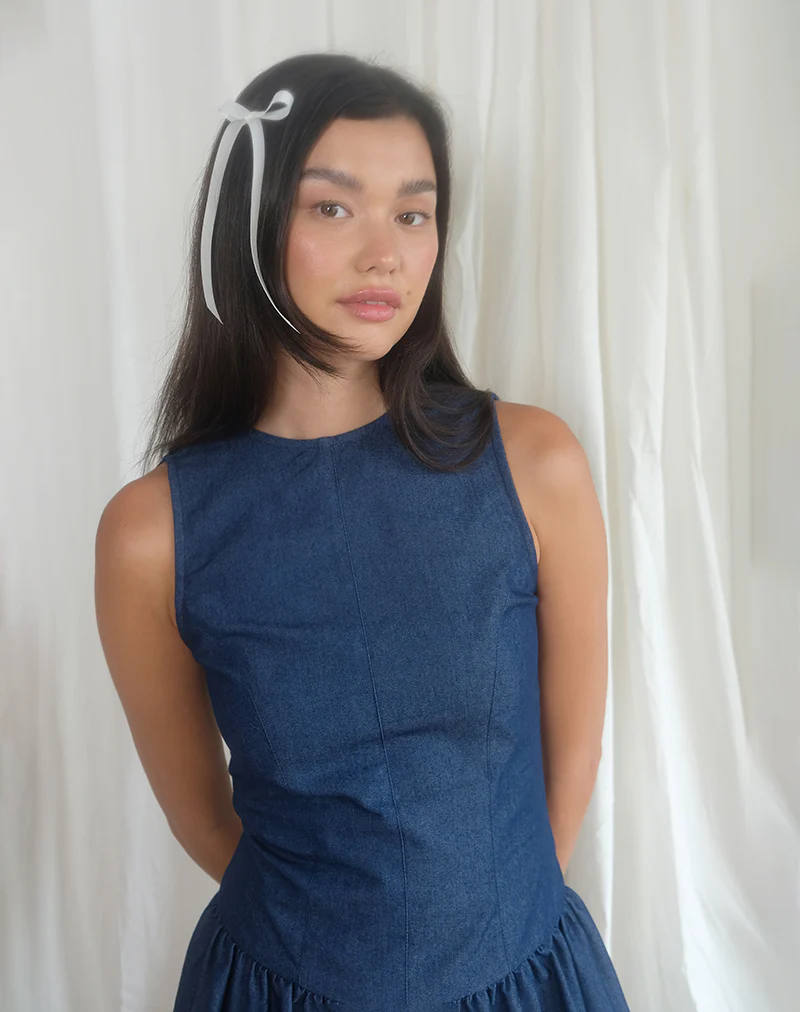 Uretta Maxi Dress in Denim Indigo - Image 3