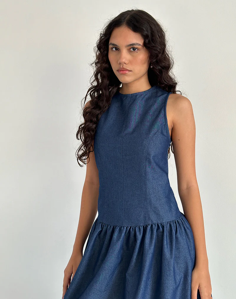 Uretta Maxi Dress in Denim Indigo - Image 4