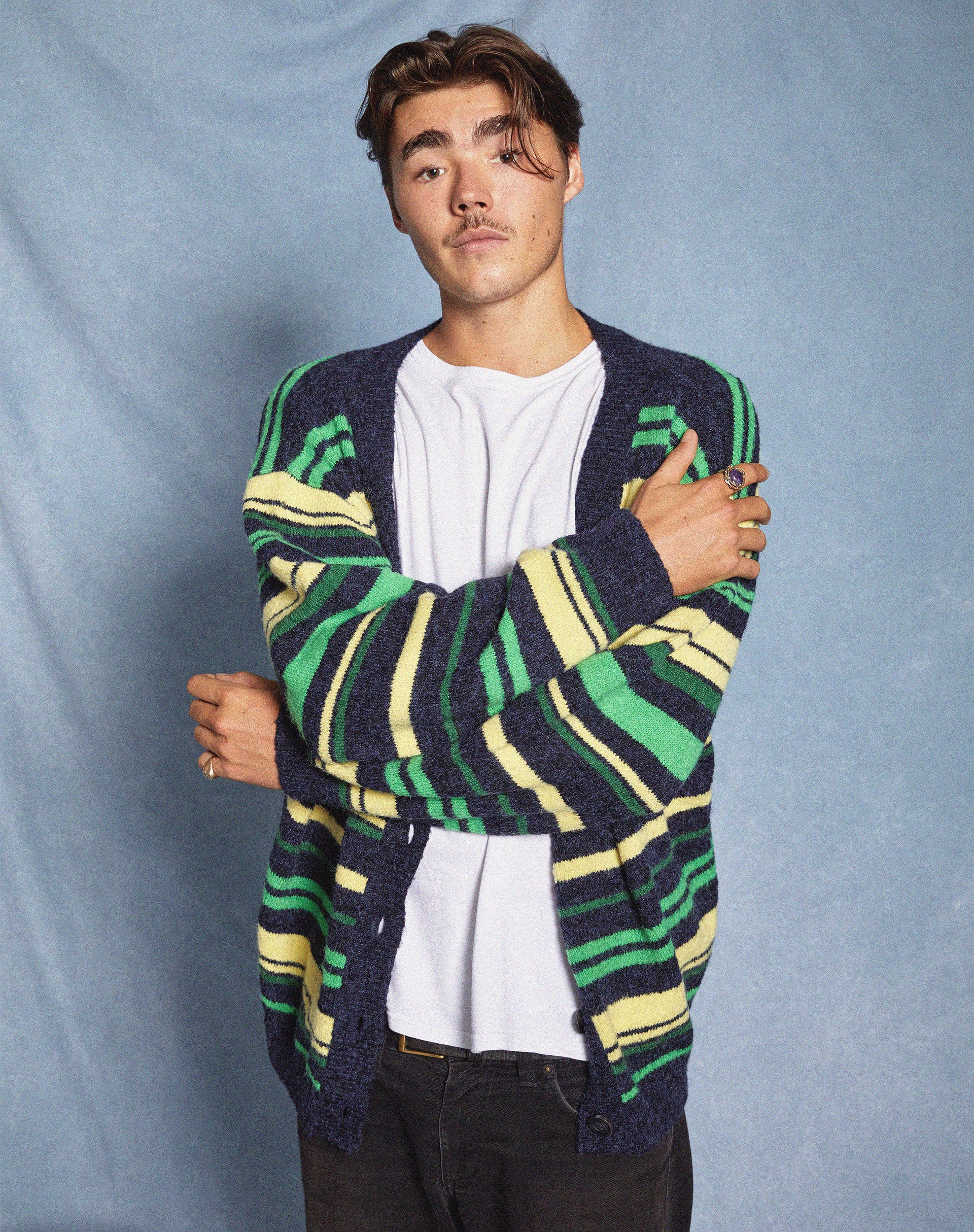 Uriela Cardi in Dark Green Stripe - Image 3