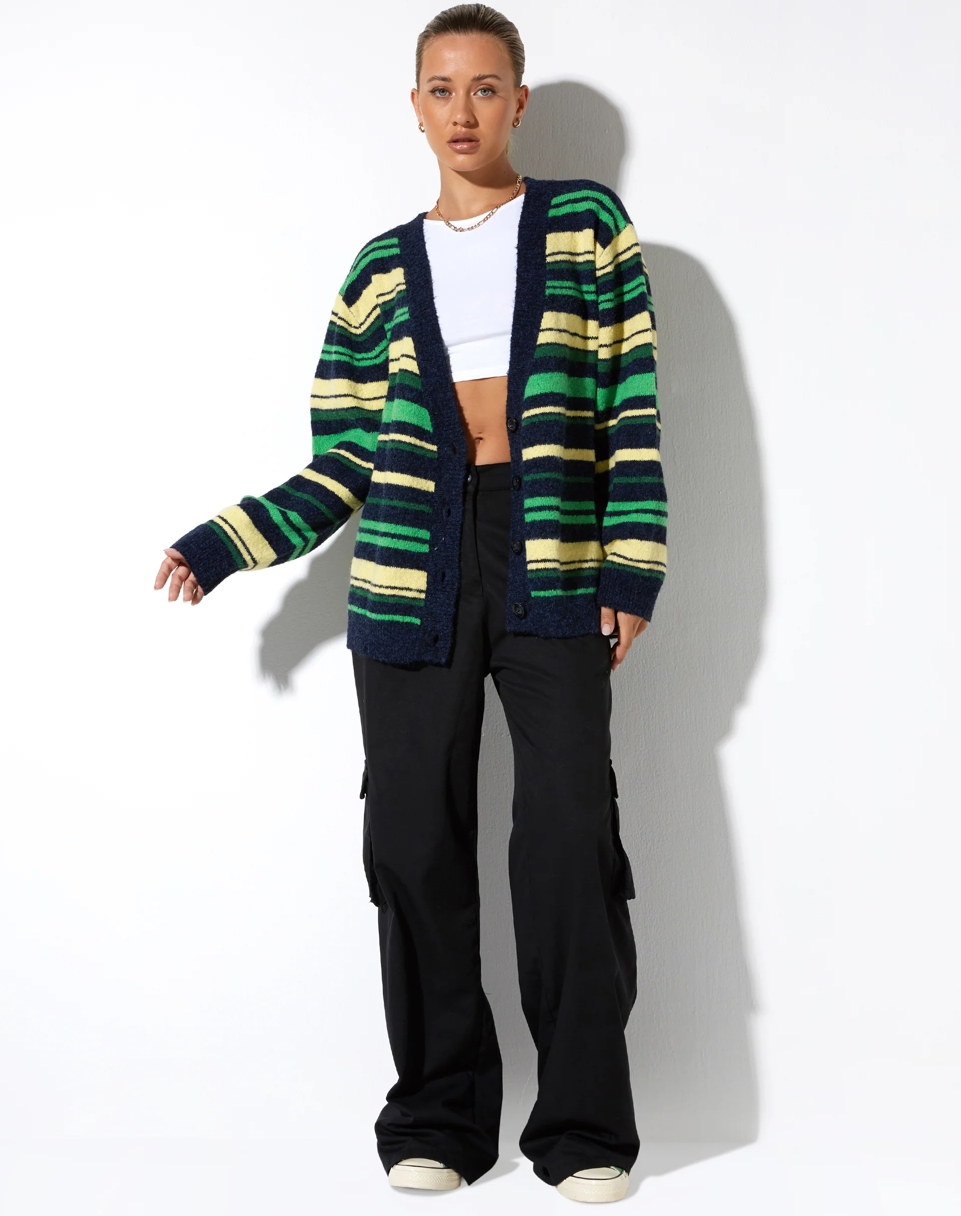 Uriela Cardi in Dark Green Stripe - Image 5