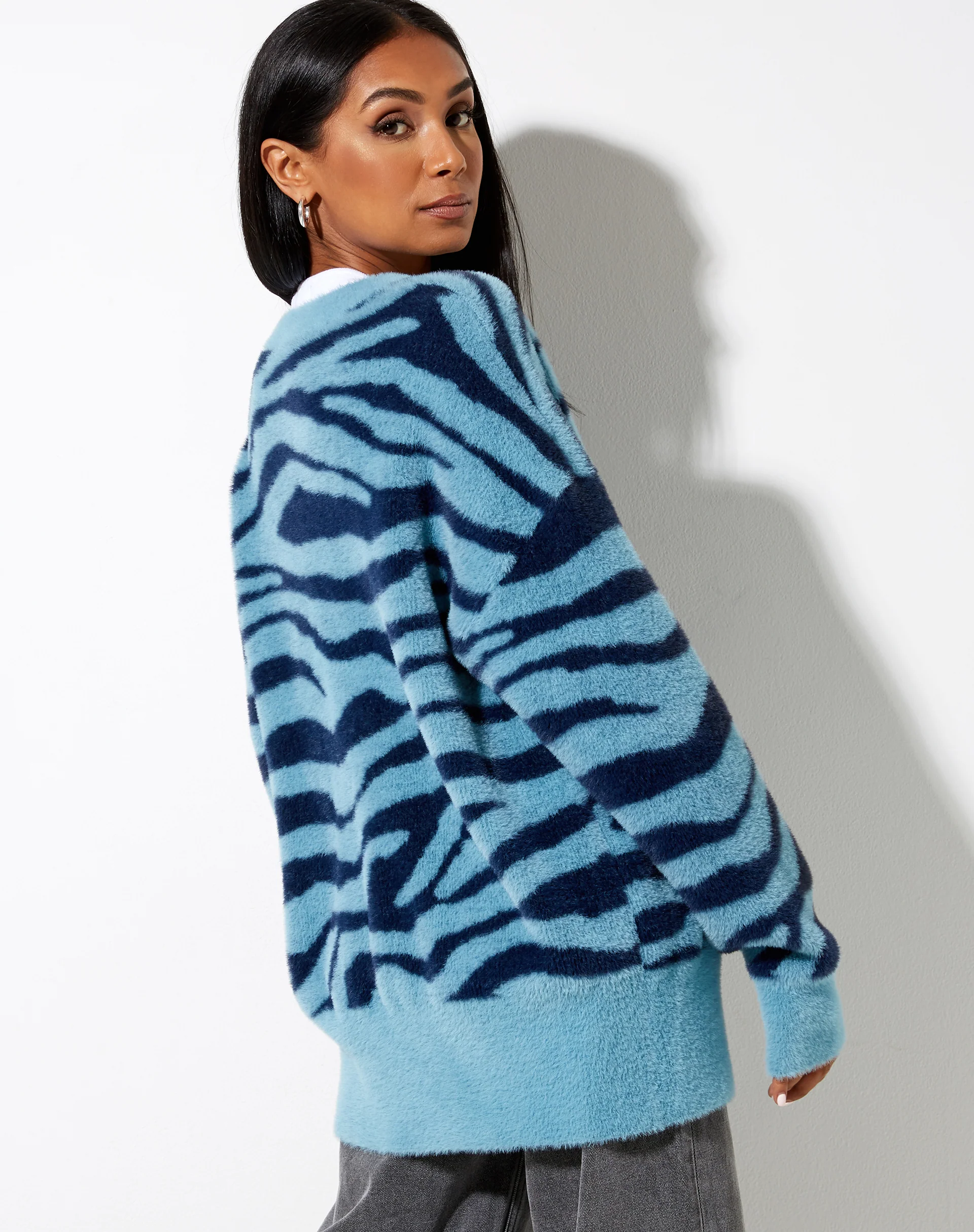 Uriela Cardi in Knit Zebra Blue and Navy - Image 2