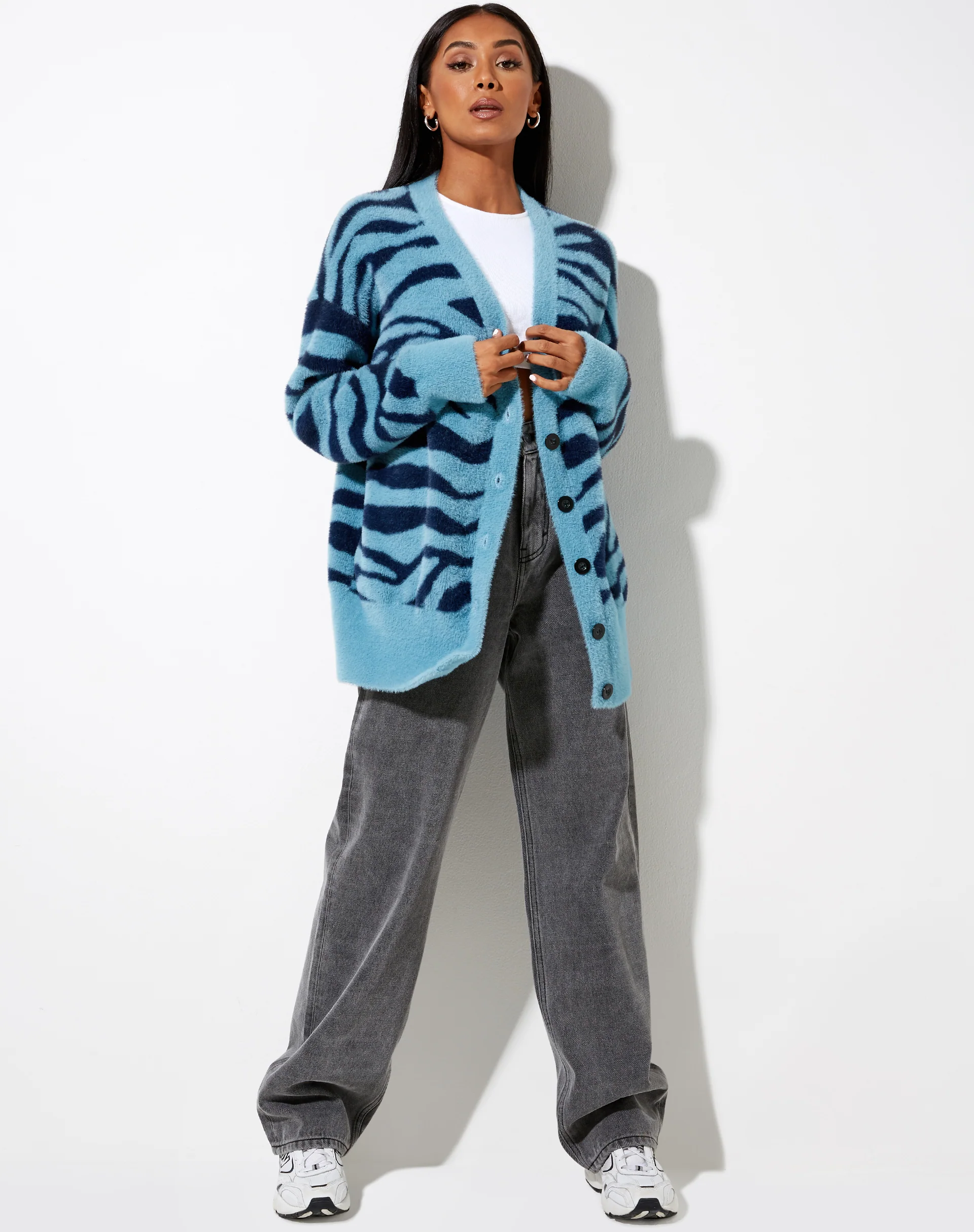 Uriela Cardi in Knit Zebra Blue and Navy - Image 3
