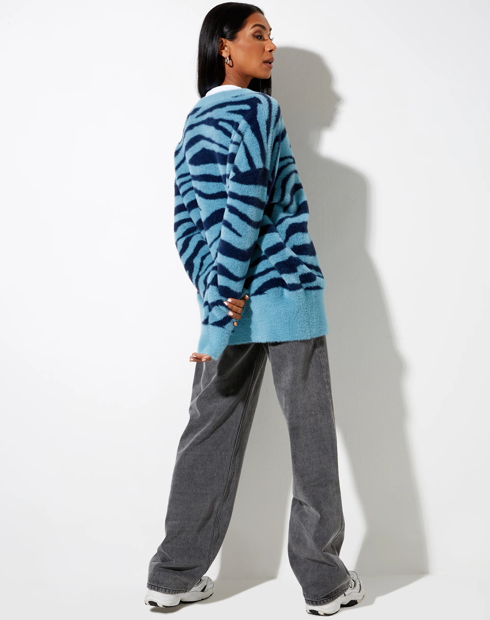 Uriela Cardi in Knit Zebra Blue and Navy - Image 5