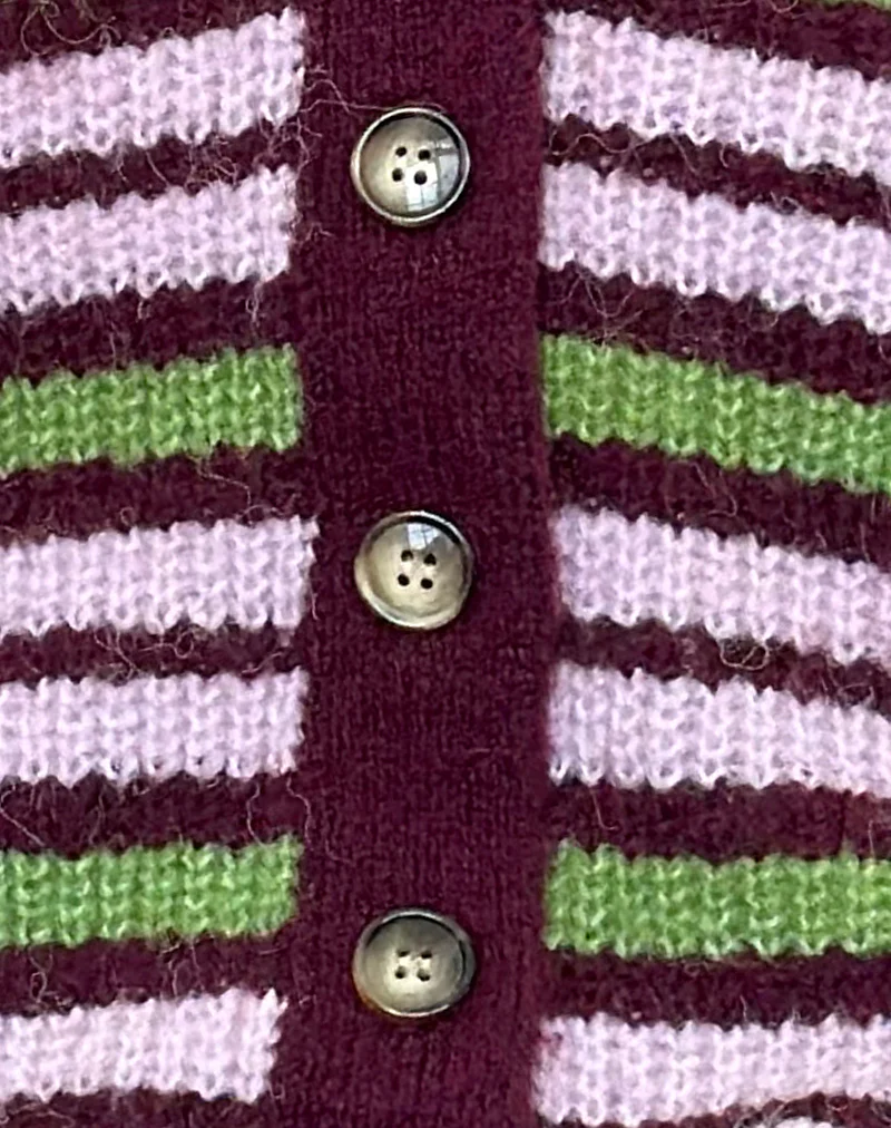 Uriela Cardigan in Green Pink and Burgundy Stripes - Image 6