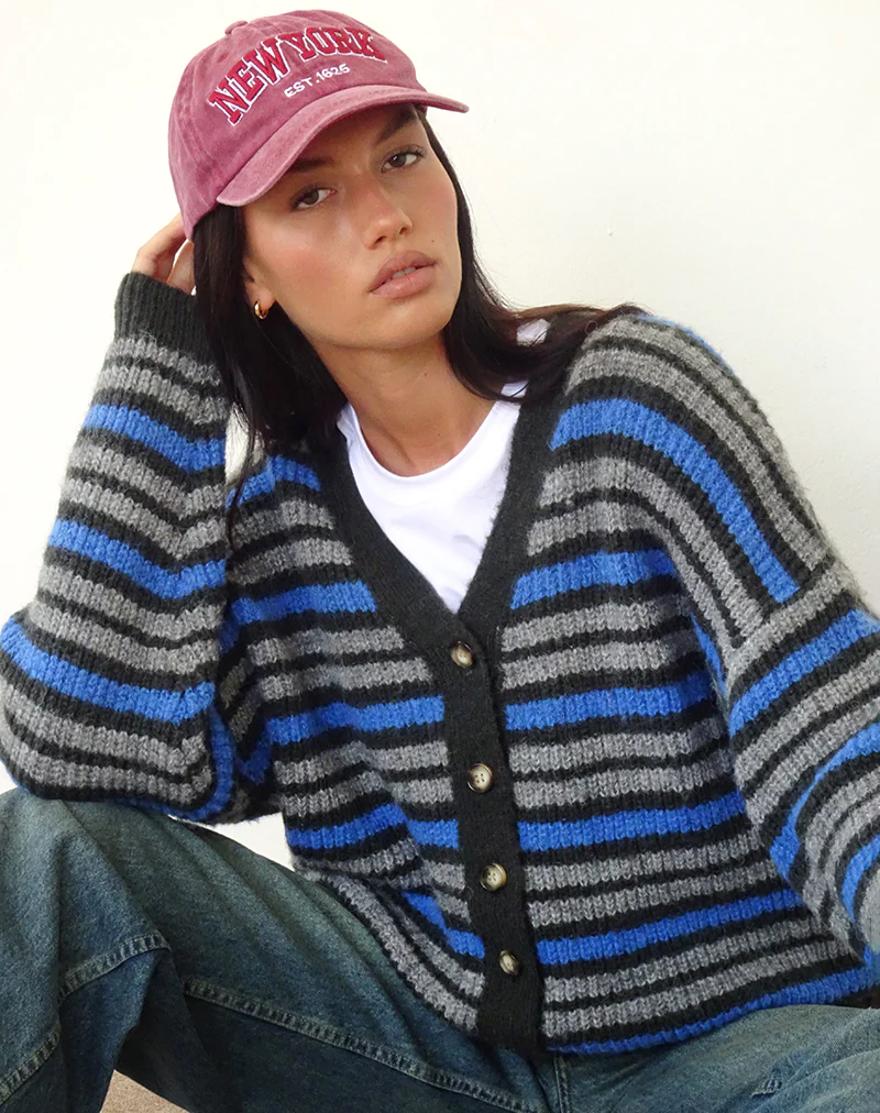 Uriela Cardigan in Light Grey and Blue Grey Stripe - Image 5