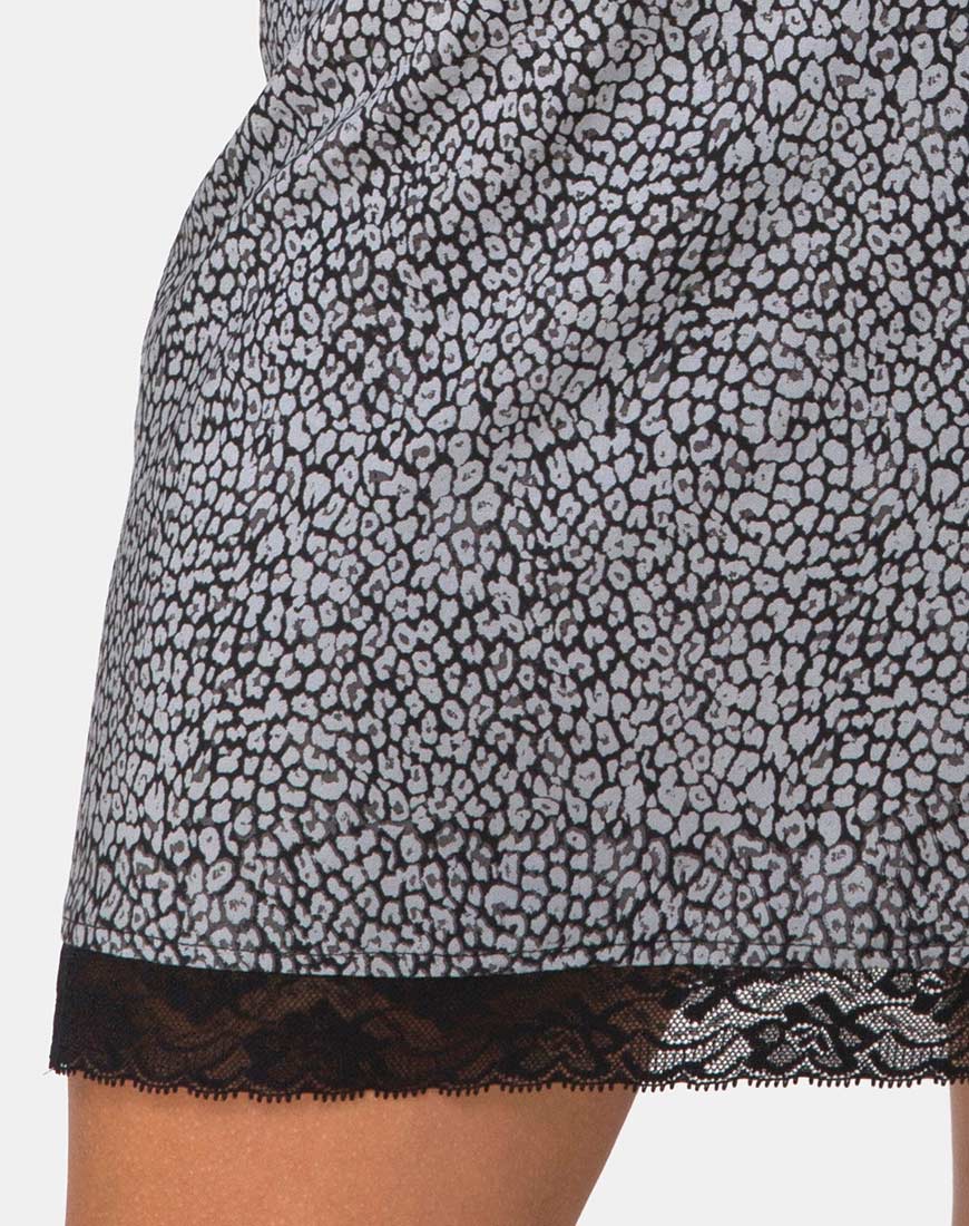 Urila Mini Skirt in Ditsy Leopard Grey - Image 5