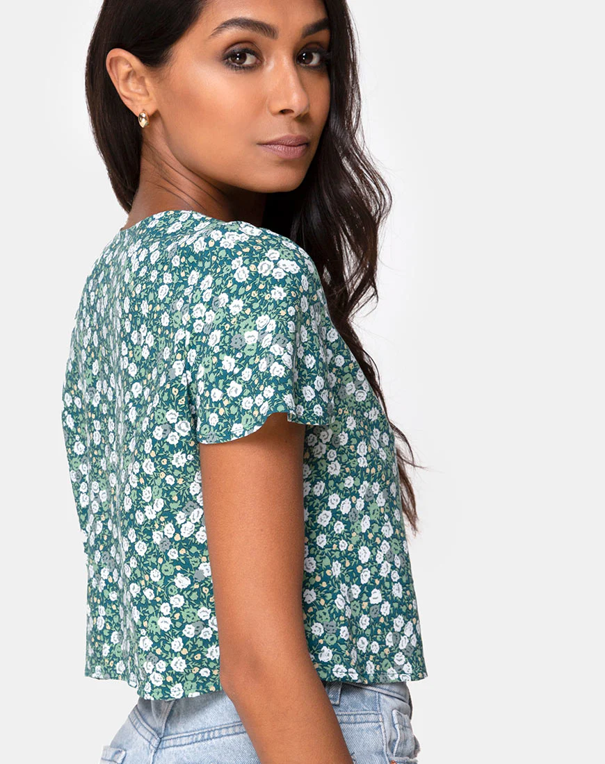 Vaco Blouse in Floral Field Green - Image 2