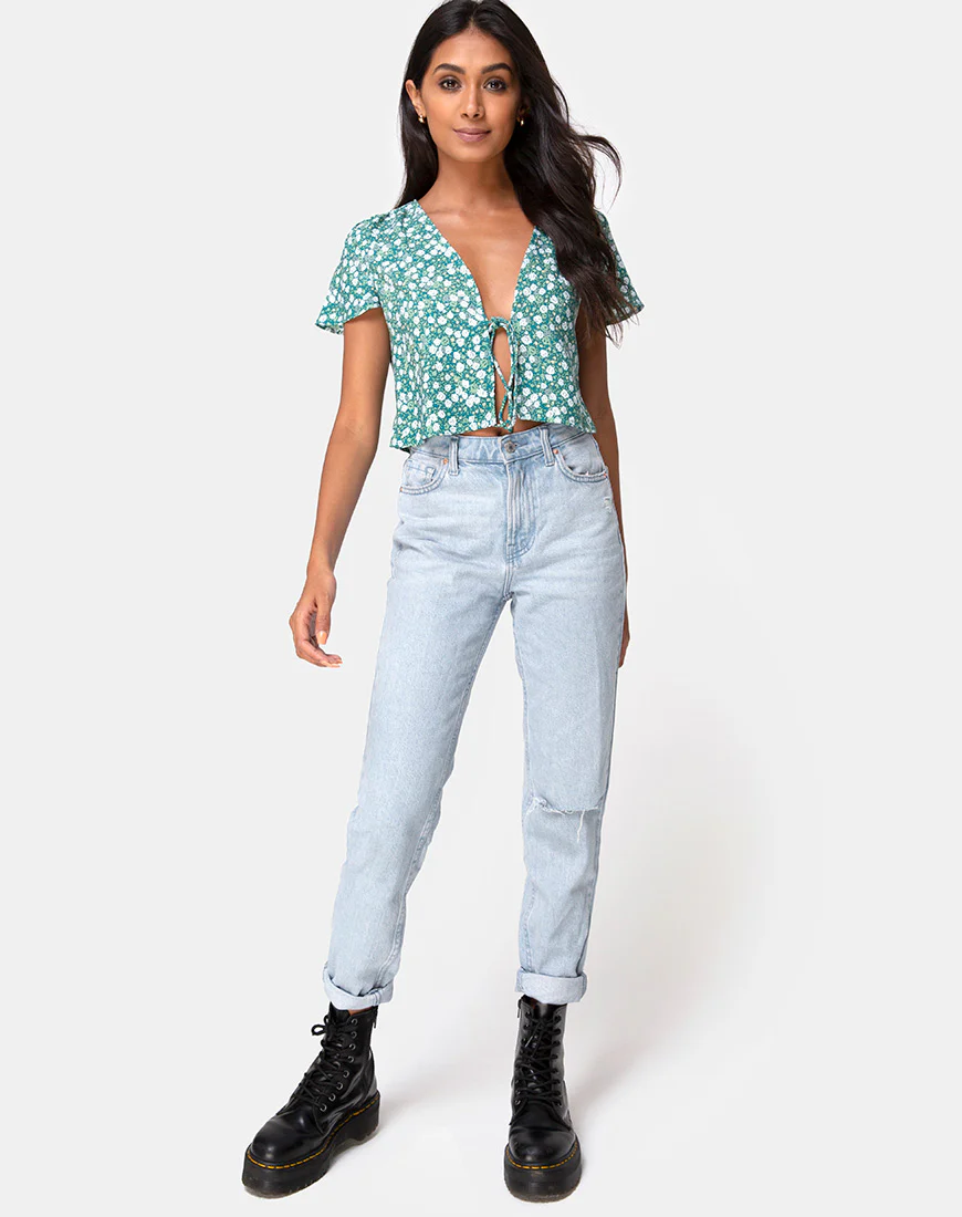 Vaco Blouse in Floral Field Green - Image 3