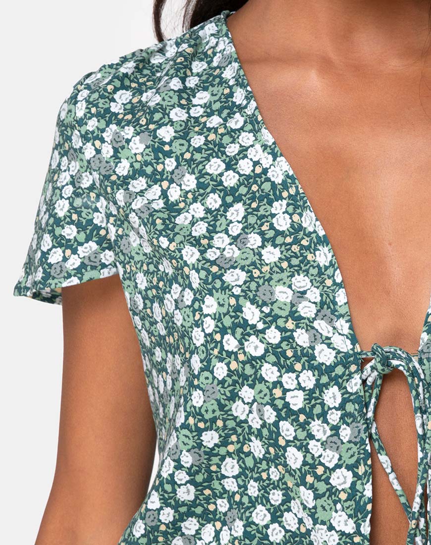 Vaco Blouse in Floral Field Green - Image 5