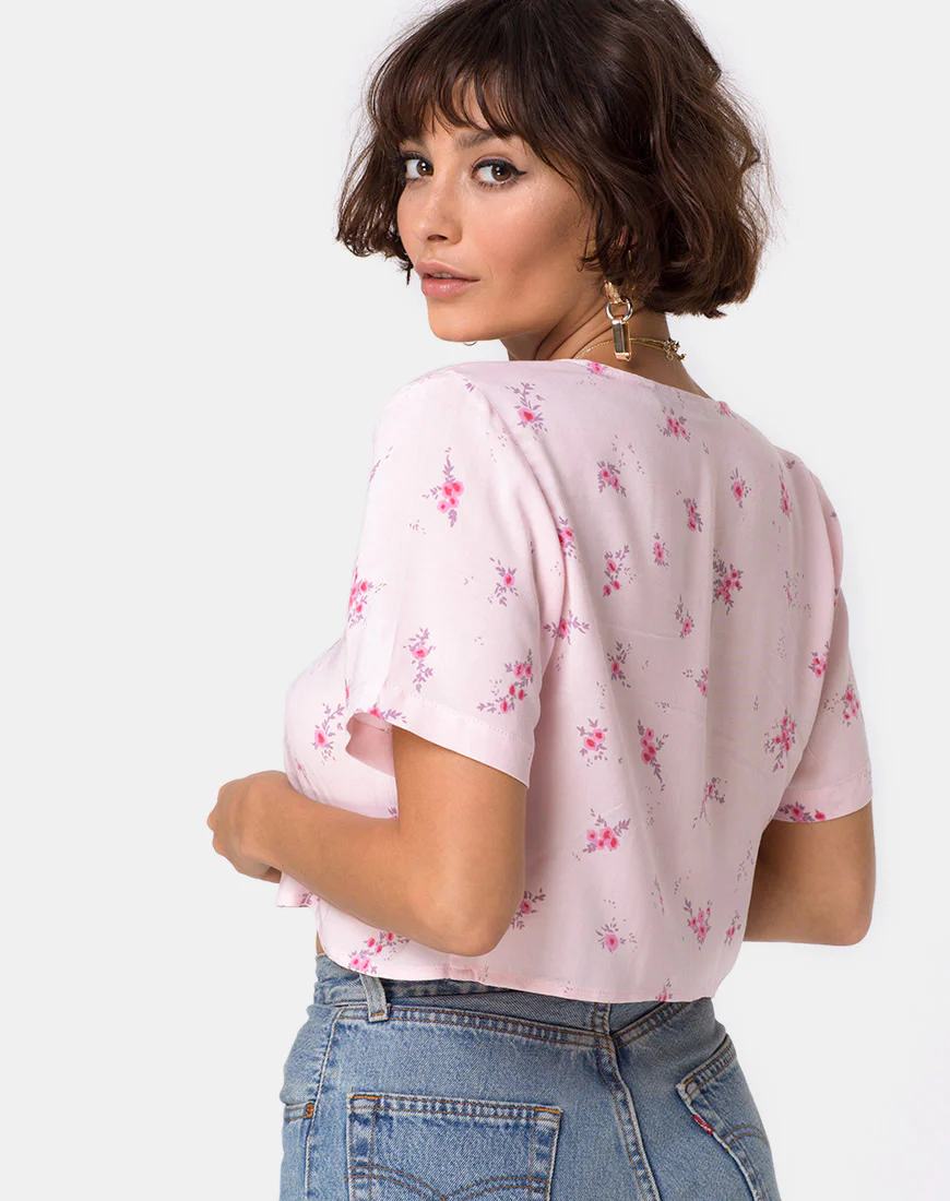 Vacoal Blouse in Forget Me Not Floral Pink - Image 2
