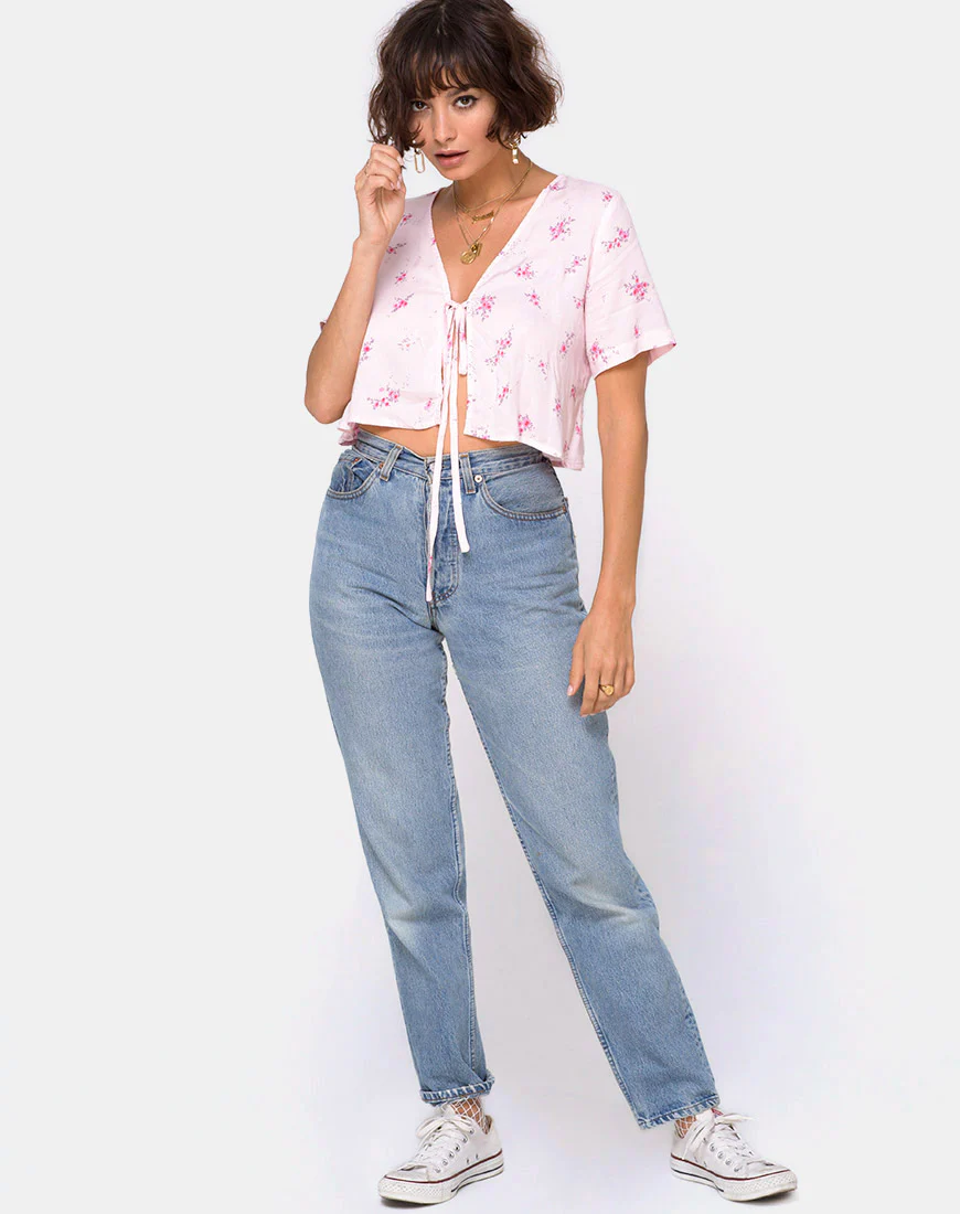Vacoal Blouse in Forget Me Not Floral Pink - Image 3