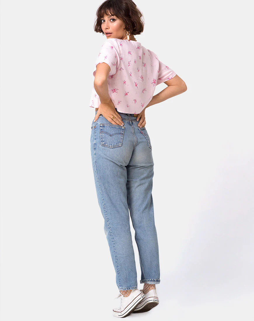 Vacoal Blouse in Forget Me Not Floral Pink - Image 4
