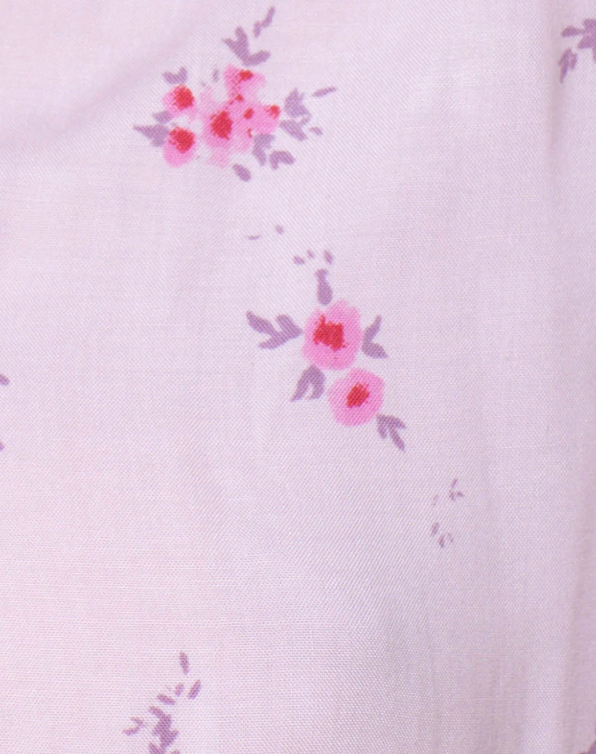 Vacoal Blouse in Forget Me Not Floral Pink - Image 5