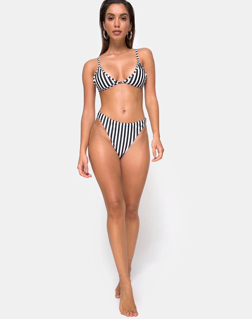 Vader Bikini Top in Black and White Stripe - Image 3