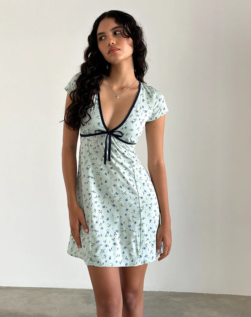 Vaiso Mini Dress in Pretty Petal Green - Image 2