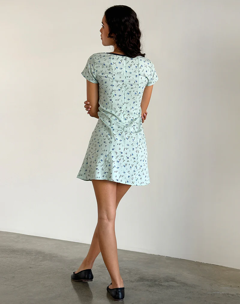 Vaiso Mini Dress in Pretty Petal Green - Image 4