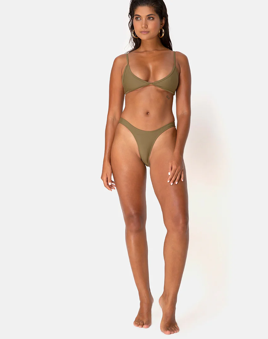 Valda Bikini Top in Matte Khaki - Image 3