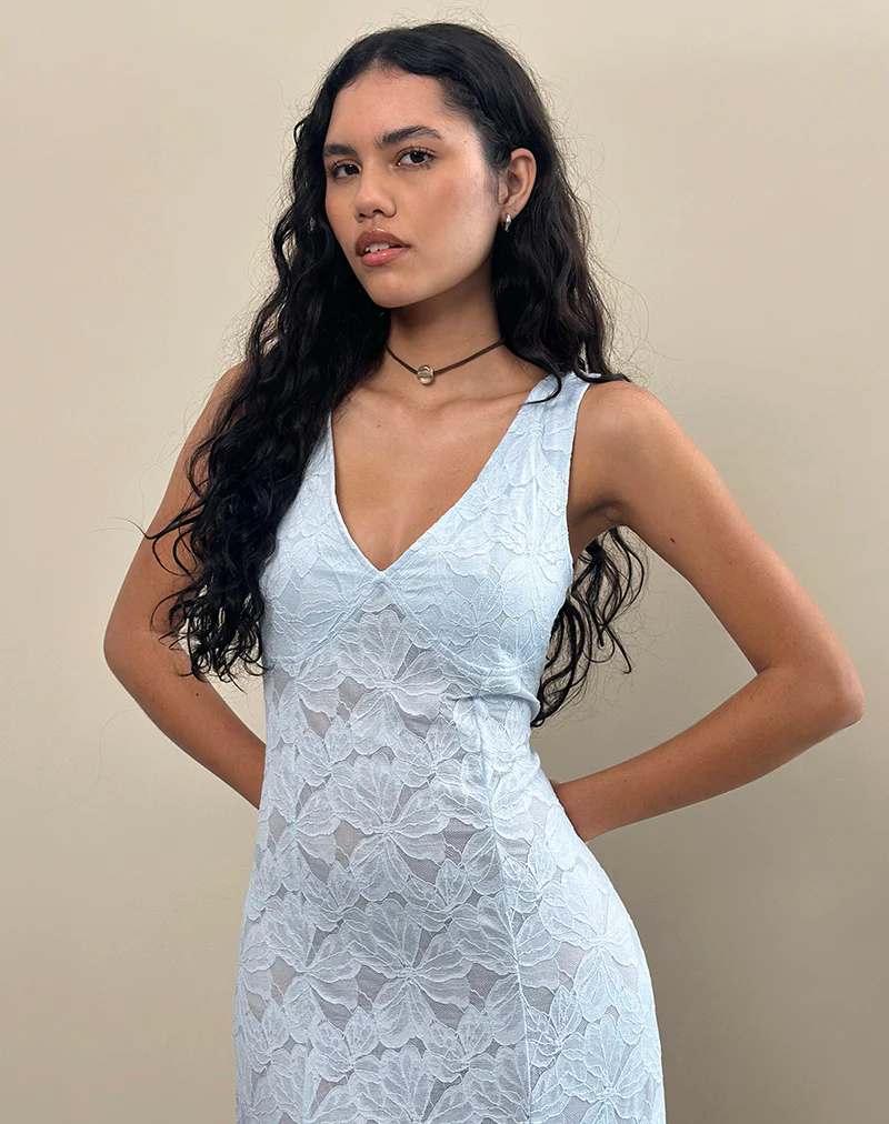 Valea Midi Dress in Zinnia Lace Blue - Image 2