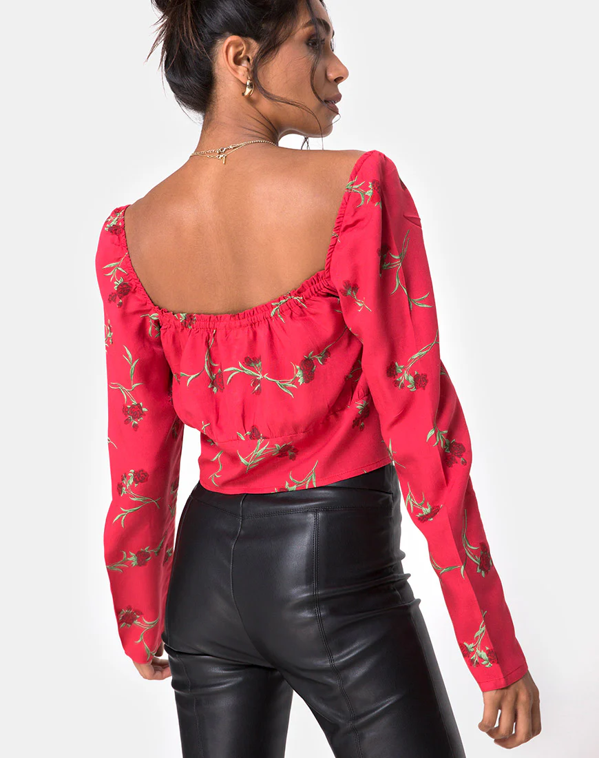 Valena Top in Rouge Rose Pink - Image 2