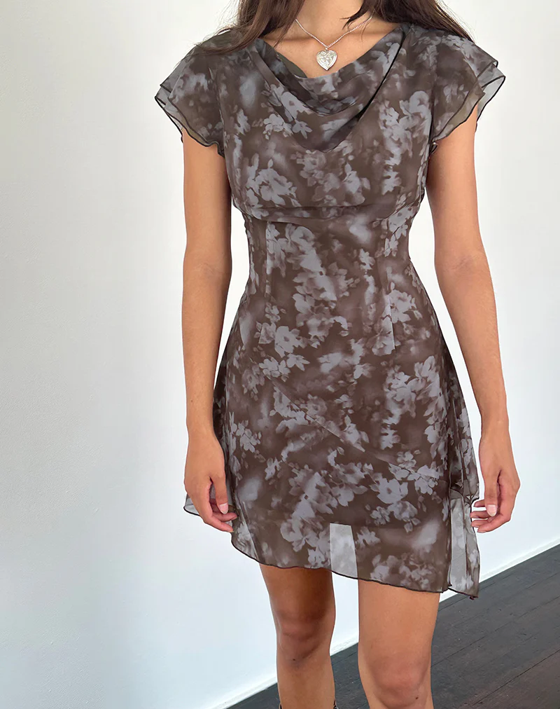 Valencia Mini Dress in Botanical Shadow Brown - Image 2