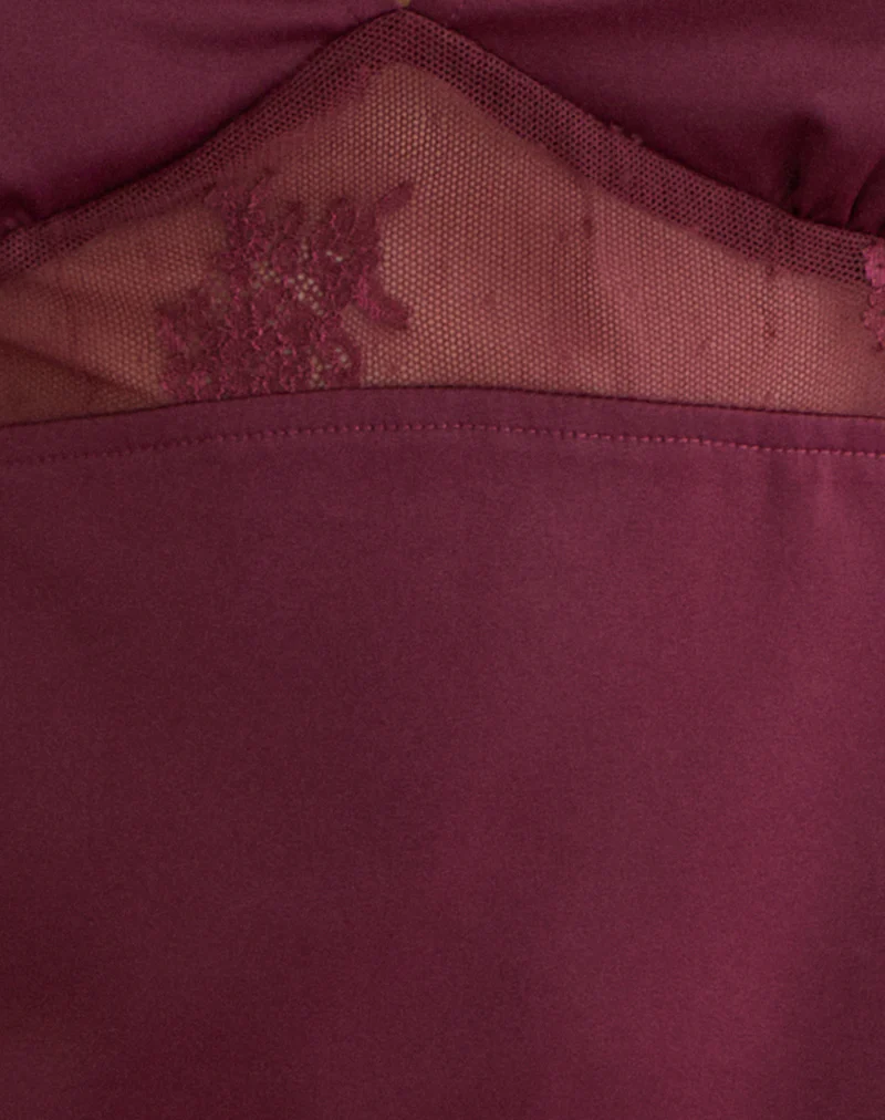 Valeska Lace Insert Top in Satin Zinfandel - Image 6