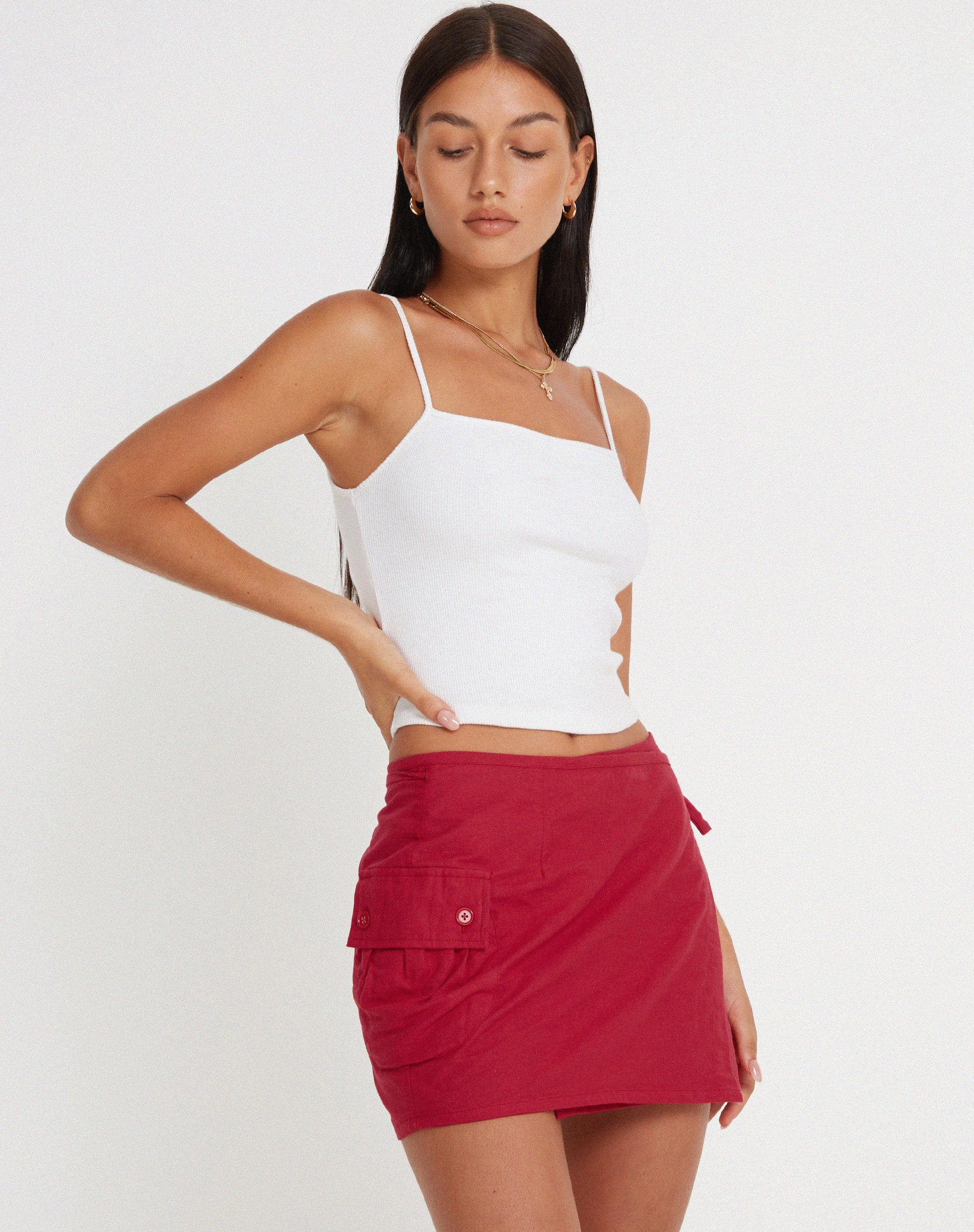 Valio Mini Skirt in Tango Red - Image 4