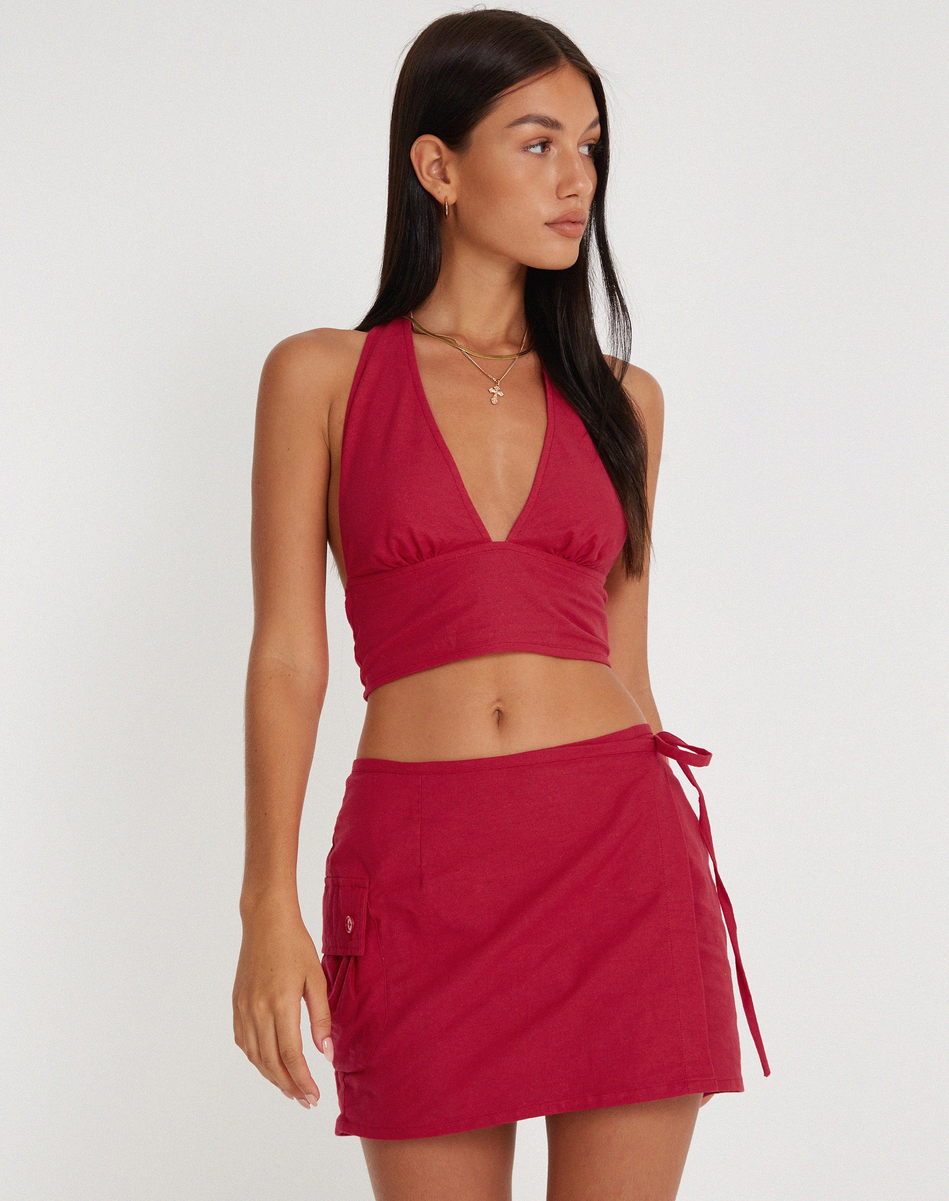 Valio Mini Skirt in Tango Red - Image 6