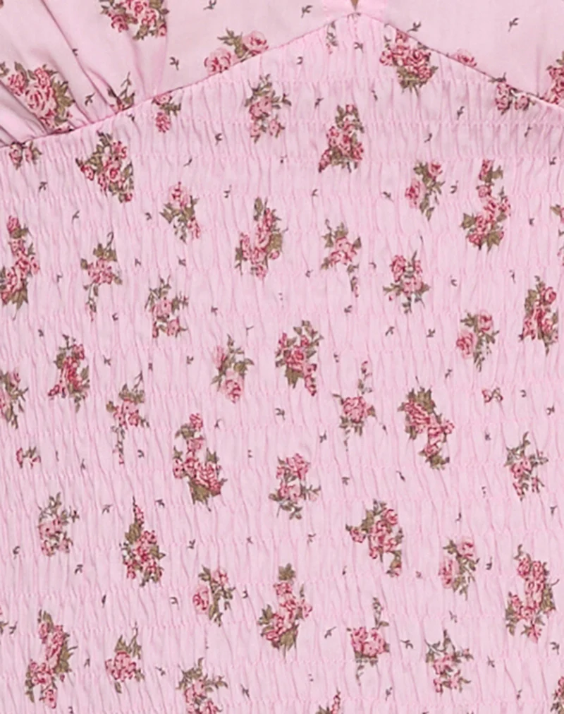Valisa Plunge Top in Floral Romance Pink - Image 5